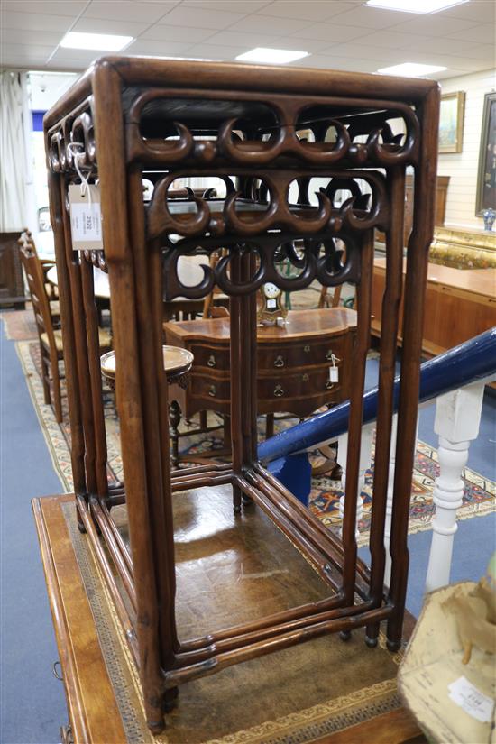 A set of 3 Chinese hardwood graduated side tables W.50cm.